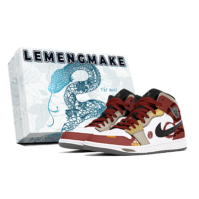 Jordan Air Jordan 1 Abrasion-Resistant Mid-Top Vintage Basketball Shoes Unisex Red White