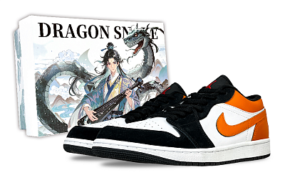 Jordan Air Jordan 1 Vintage Basketball Shoes Unisex Low Top Black Orange