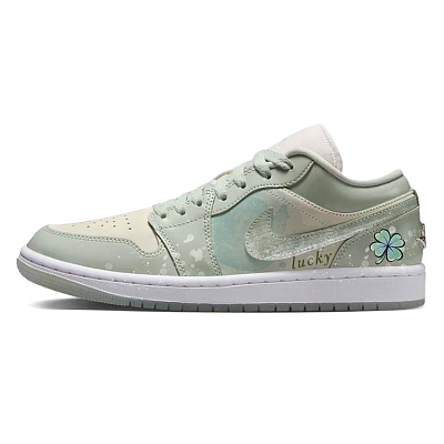 Jordan Air Jordan 1 Anti Slip Wear Resistant Low Top Vintage Basketball Shoes Women's Green White