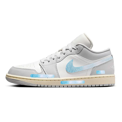 Jordan Air Jordan 1 Wear-Resistant Slip-Resistant Low-Top Vintage Basketball Shoes Women's Gray White