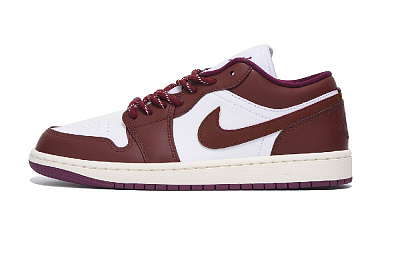Jordan Air Jordan 1 Anti-Slip And Wear-Resistant Coverage Low-Top Vintage Basketball Shoes Women's Burgundy