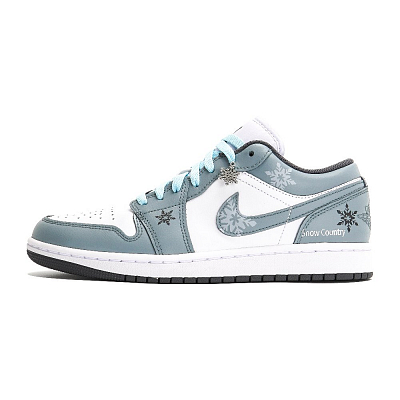Jordan Air Jordan 1 Cushioning Anti-Slip And Wear-Resistant Low-Top Vintage Basketball Shoes Men's Gray White