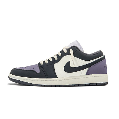 Jordan Air Jordan 1 Abrasion Resistant Low Top Vintage Basketball Shoes Unisex Black Purple