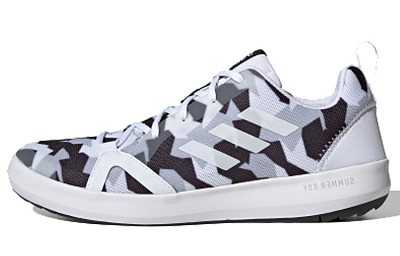 Adidas Terrex Boat Cushioning, Wear Resistant Low Top Marathon Running Shoes Men's Black White Gray