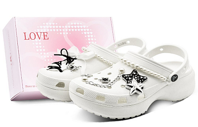 Crocs Classic Platform Clog Star Clogs Unisex White