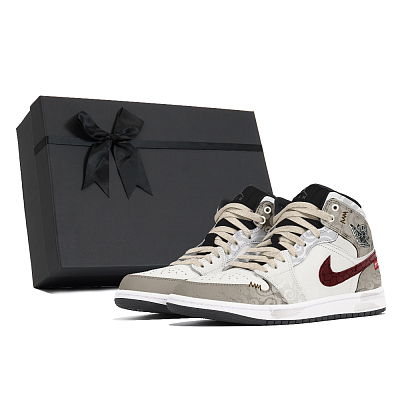 Jordan Air Jordan 1 Abrasion Resistant Mid Top Vintage Basketball Shoes Men's Ecru