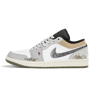Jordan Air Jordan 1 Wear-Resistant Low-Top Vintage Basketball Shoes Unisex Gray