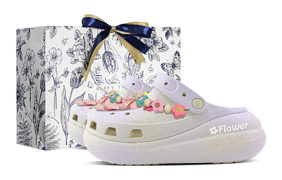 Crocs Crush Clog Berry Bubbles Blue Box Clogs Unisex Light Purple