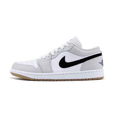 Jordan Air Jordan 1 Anti Slip Wear Resistant Low Top Vintage Basketball Shoes Unisex White Gray