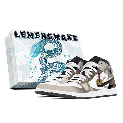 Jordan Air Jordan 1 Abrasion-Resistant Mid-Top Vintage Basketball Shoes Unisex White Brown