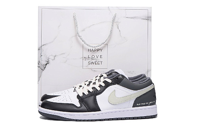 Jordan Air Jordan 1 Anti-Slip Wear-Resistant Low-Top Vintage Basketball Shoes Unisex Light Gray