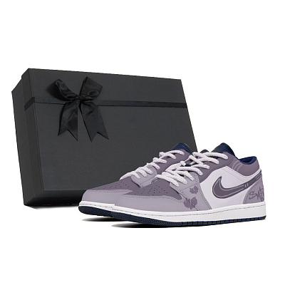 Jordan Air Jordan 1 Abrasion-Resistant Low-Top Vintage Basketball Shoes Men's Purple