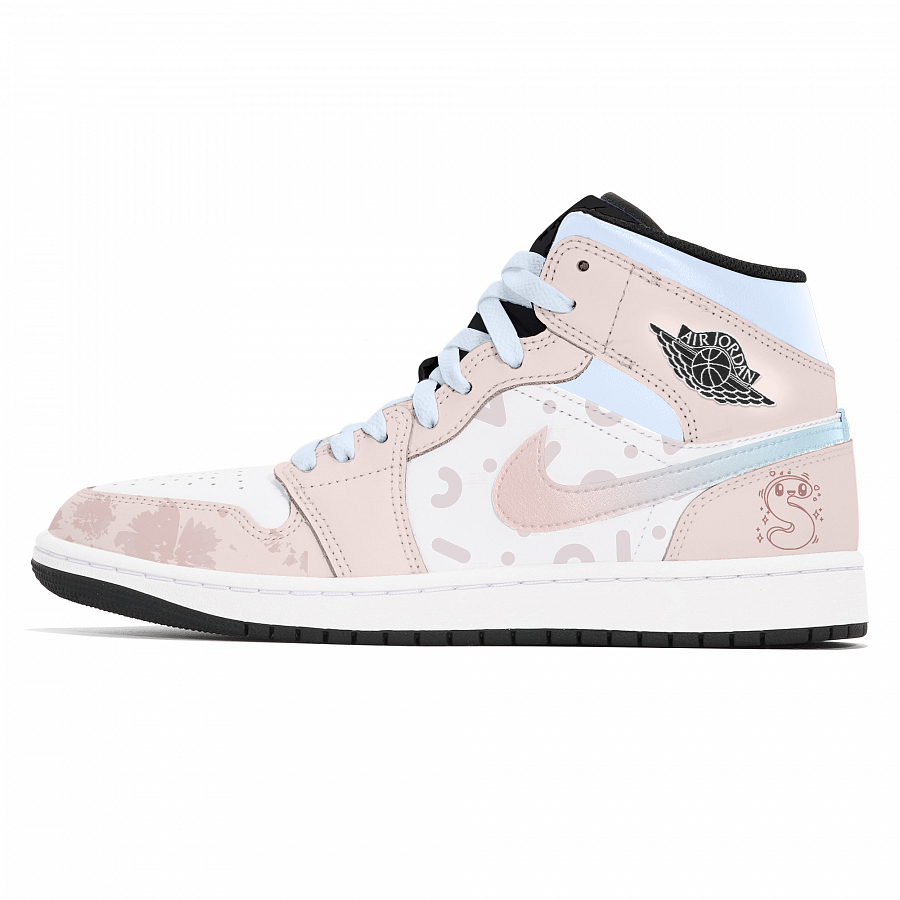 Jordan Air Jordan 1 Abrasion-Resistant Mid-Top Vintage Basketball Shoes Unisex White Pink купить в интернет-магазине Yoocart с быстрой доставкой по России.