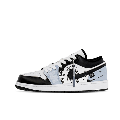 Jordan Air Jordan 1 Low Top Skateboard Shoes Unisex Blue Black