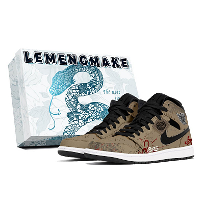 Jordan Air Jordan 1 Abrasion-Resistant Mid-Top Vintage Basketball Shoes Unisex Brown