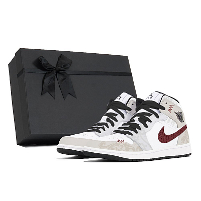 Jordan Air Jordan 1 Abrasion-Resistant Mid-Top Vintage Basketball Shoes Men's Ecru
