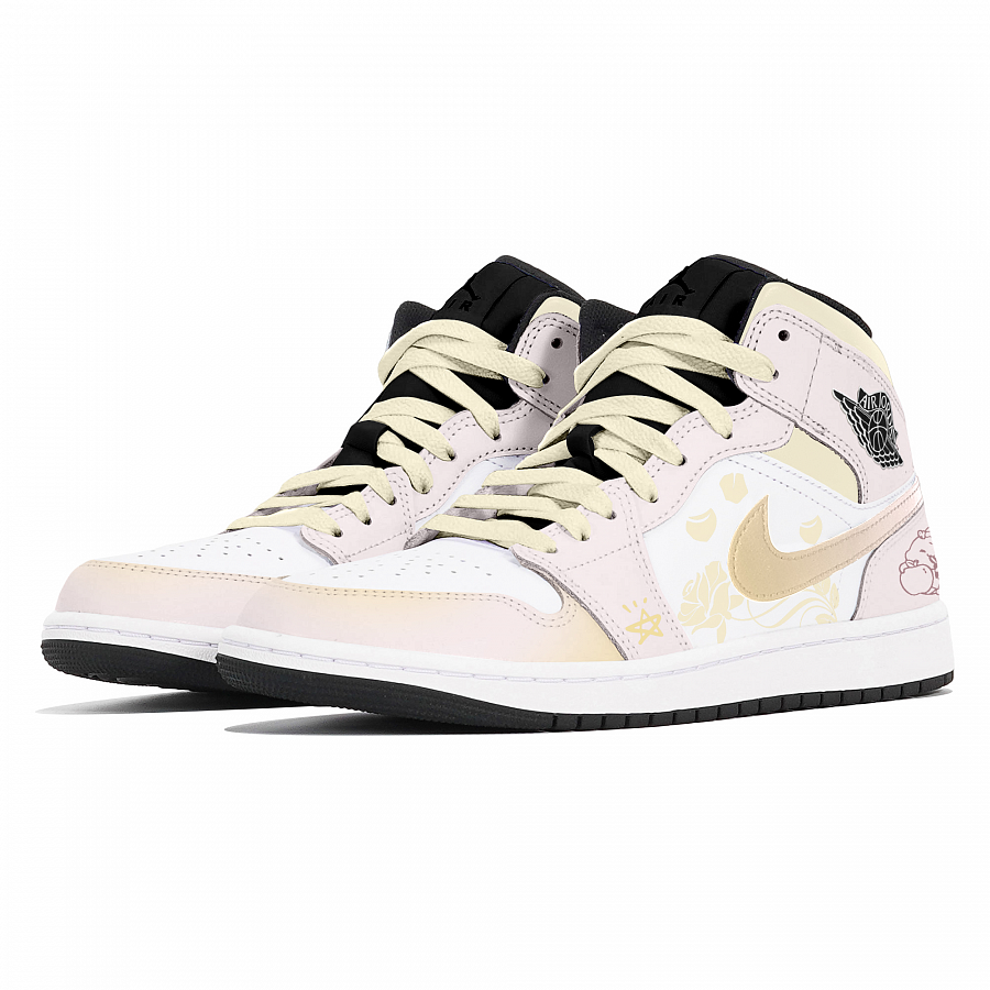 Jordan Air Jordan 1 Joy Lemon Abrasion-Resistant Mid-Top Vintage Basketball Shoes Unisex Beige Pink купить в интернет-магазине Yoocart с быстрой доставкой по России.