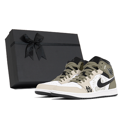 Jordan Air Jordan 1 Dust Of Destiny, Holy Light Abrasion Resistant Mid Top Vintage Basketball Shoes Men's Yellow Green