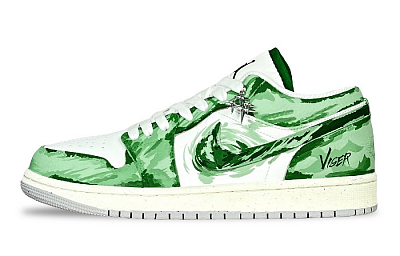 Jordan Air Jordan 1 Anti Slip Wear Resistant Low Top Vintage Basketball Shoes Unisex Green