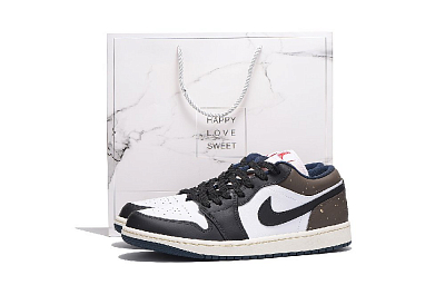 Jordan Air Jordan 1 Anti-Slip And Wear-Resistant Coverage Low-Top Vintage Basketball Shoes Men's Dark Brown