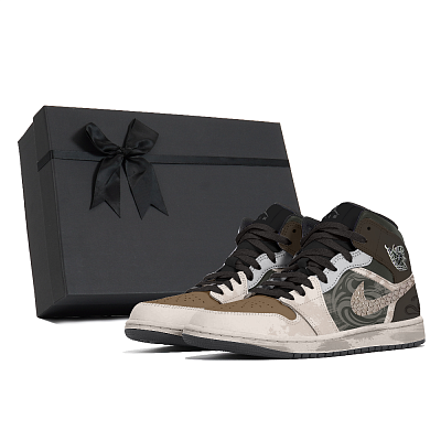 Jordan Air Jordan 1 Abrasion Resistant Mid Top Vintage Basketball Shoes Men's Dark Brown