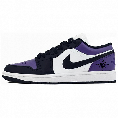Jordan Air Jordan 1 Anti Slip Wear Resistant Low Top Vintage Basketball Shoes Women's Purple Black