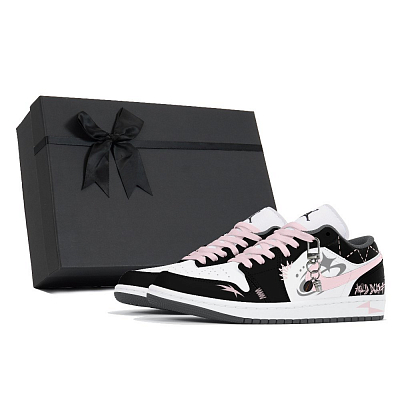 Jordan Air Jordan 1 Abrasion Resistant Low Top Vintage Basketball Shoes Men's Black Pink