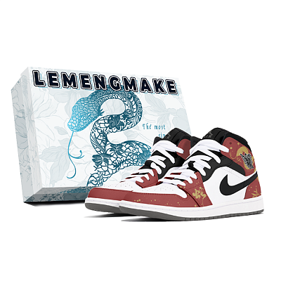 Jordan Air Jordan 1 Abrasion-Resistant Mid-Top Vintage Basketball Shoes Unisex White Red