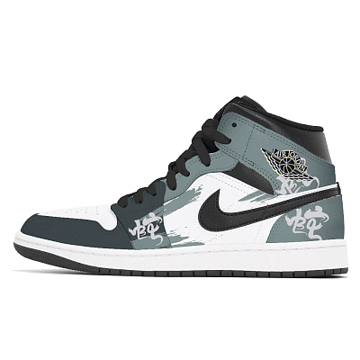 Jordan Air Jordan 1 Dust Collection Abrasion Resistant Mid Top Vintage Basketball Shoes Men's Blue