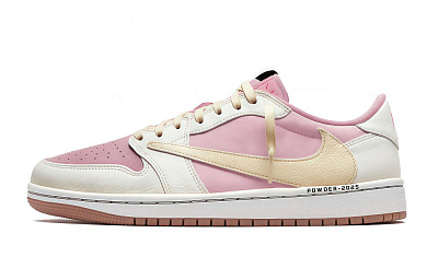 Travis Scott x Jordan Air Jordan 1 White Pink Hook, Fashion Trend Low Top Vintage Basketball Shoes Unisex Pink White