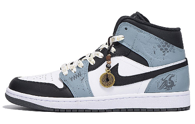 Jordan Air Jordan 1 Anti-Slip And Wear-Resistant Coverage Low-Top Vintage Basketball Shoes Unisex Black White Gray