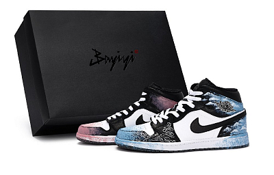 Jordan Air Jordan 1 Mid Top Vintage Basketball Shoes Unisex Blue