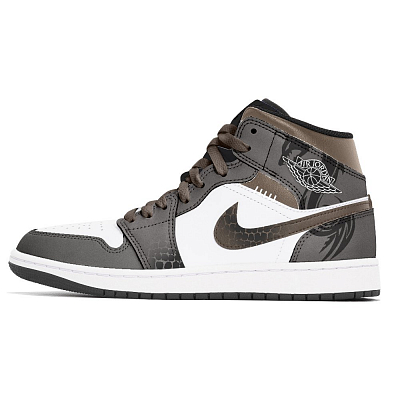 Jordan Air Jordan 1 Joy Lemon Anti-Slip Wear-Resistant Mid-Top Vintage Basketball Shoes Unisex Gray Brown