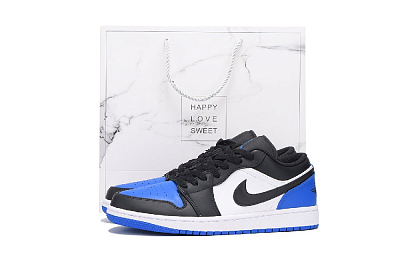 Jordan Air Jordan 1 Anti-Slip And Wear-Resistant Coverage Low-Top Vintage Basketball Shoes Men's White Blue