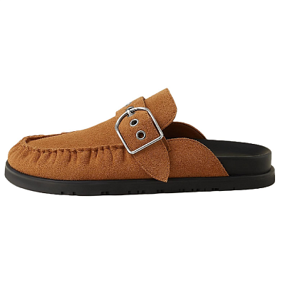 HERMES Rubber Sole Slip Resistant Closed Toe Slippers Women's Brown
