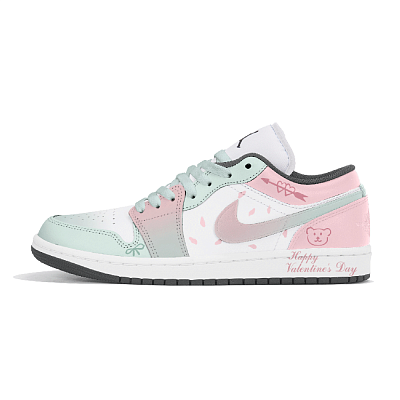 Jordan Air Jordan 1 Abrasion Resistant Low Top Vintage Basketball Shoes Unisex Green Pink