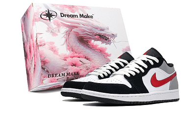 Jordan Air Jordan 1 Anti-Slip Wear-Resistant Low-Top Vintage Basketball Shoes Men's Gray White