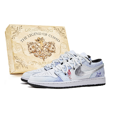 Jordan Air Jordan 1 Anti Slip Wear Resistant Low Top Vintage Basketball Shoes Men's Blue White