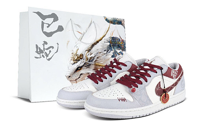 Jordan Air Jordan 1 Wear-Resistant Low-Top Vintage Basketball Shoes Unisex Light Gray