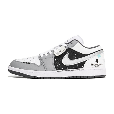 Jordan Air Jordan 1 Anti-Slip Wear-Resistant Low-Top Vintage Basketball Shoes Unisex White Gray Black