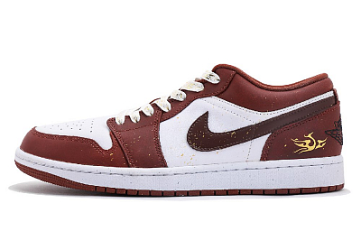 Jordan Air Jordan 1 Slip Resistant And Abrasion Resistant Coverage Low Top Vintage Basketball Shoes Unisex Red