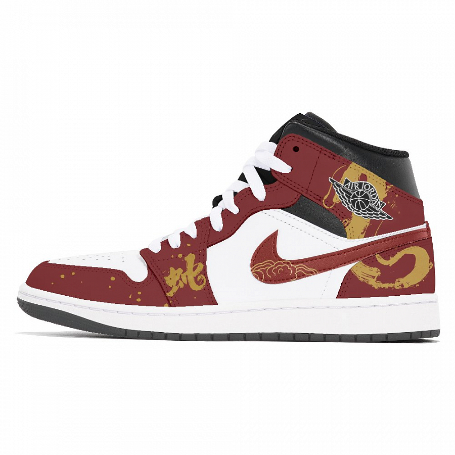 Jordan Air Jordan 1 Abrasion-Resistant Mid-Top Vintage Basketball Shoes Unisex White Red купить в интернет-магазине Yoocart с быстрой доставкой по России.