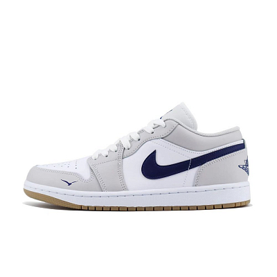 Jordan Air Jordan 1 Shock Absorbers With Slip Resistant Features Low Top Vintage Basketball Shoes Unisex White Gray