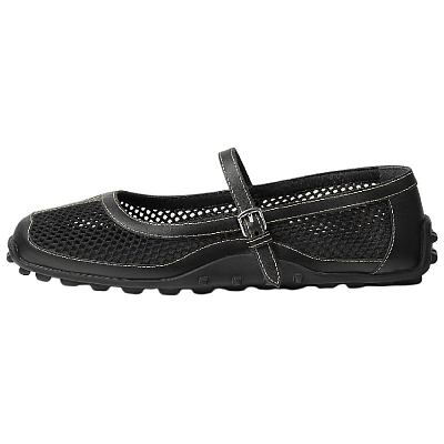 HERMES Kichu Flat Mary Jane Shoes Women's Black