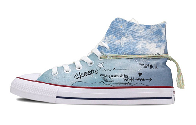 Converse Chuck Taylor Hi Western Coastline Abrasion Resistant High Top Canvas Shoes Unisex Bright White Blue
