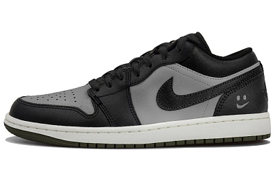 Jordan Air Jordan 1 Low Top Vintage Basketball Shoes Unisex Black Gray