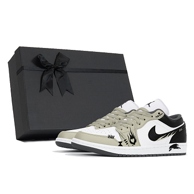 Jordan Air Jordan 1 Abrasion Resistant Low Top Vintage Basketball Shoes Unisex Black