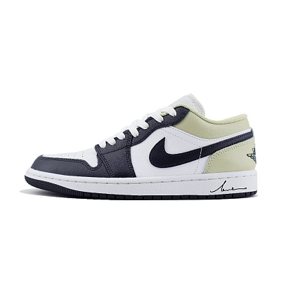 Jordan Air Jordan 1 Anti Slip Wear Resistant Low Top Vintage Basketball Shoes Unisex White Black