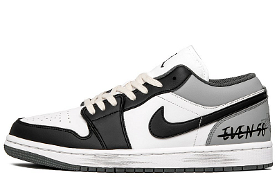 Jordan Air Jordan 1 Cushioned Slip-Resistant Low-Top Vintage Basketball Shoes Unisex Black White Gray