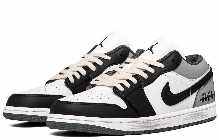 Jordan Air Jordan 1 Cushioned Slip-Resistant Low-Top Vintage Basketball Shoes Unisex Black White Gray купить в интернет-магазине Yoocart с быстрой доставкой по России.